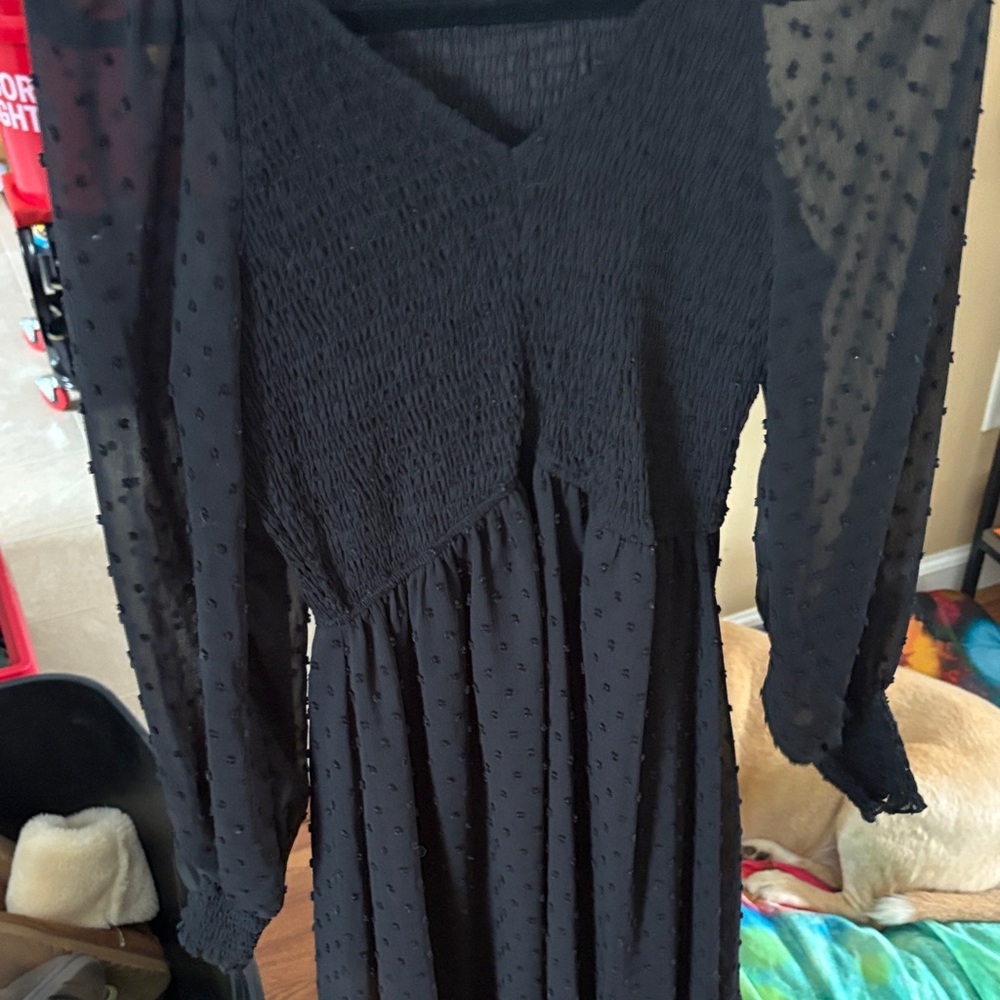 Elegant Black Sheer Sleeve Dress